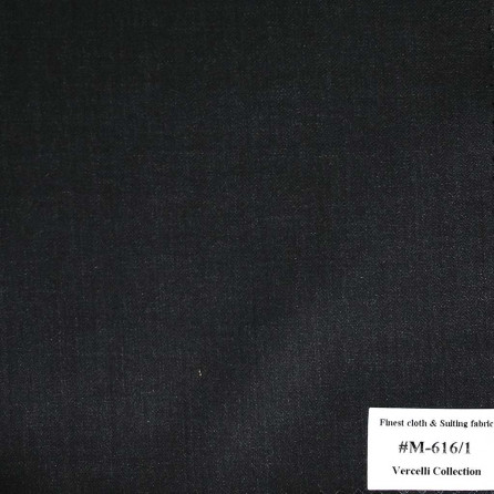 M-616/1 Vercelli V8 - Vải Suit 95% Wool - Đen Trơn 